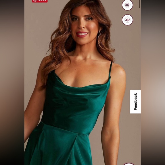 NWT Charmeuse Cowl Bridesmaid Dress with Lace-Up Back- Sand, 6 - Picture 5 of 5